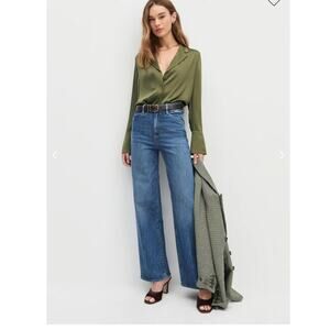Favorite Daughter The Mischa Super High Waist Wide Leg Jeans Campbell 27